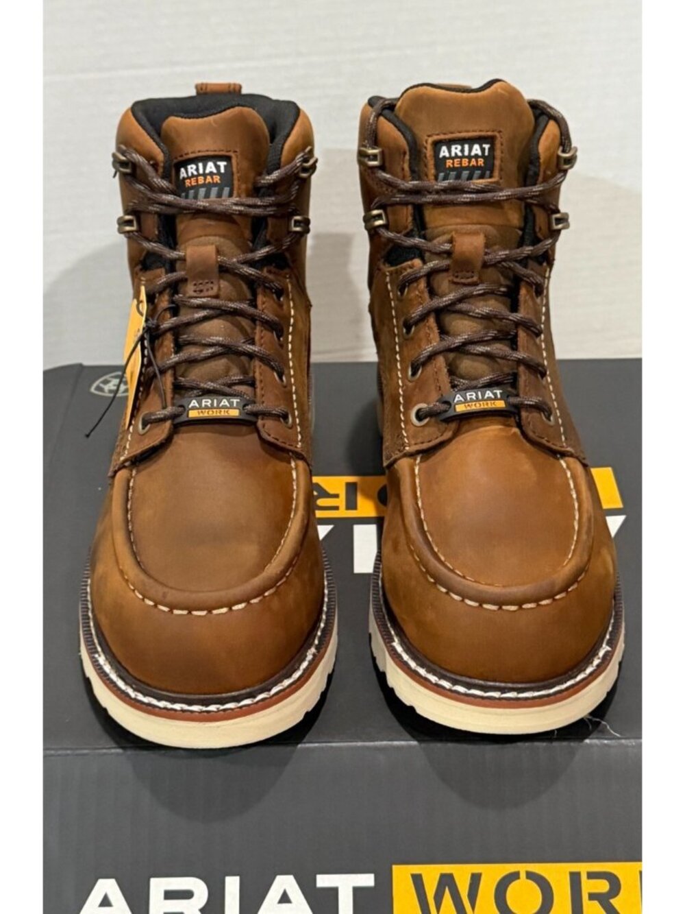 NWT Womens Ariat Composite Toe Boots Rebar Lift H20 Sz 8 Brown Moc Toe 10053821